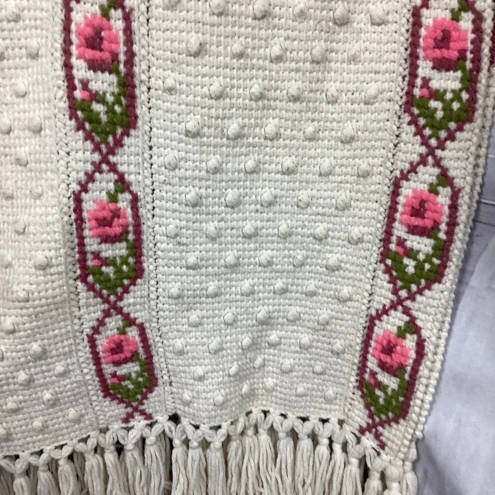 Handmade Bobble Stitch Cross Stitch Afghan Blanket